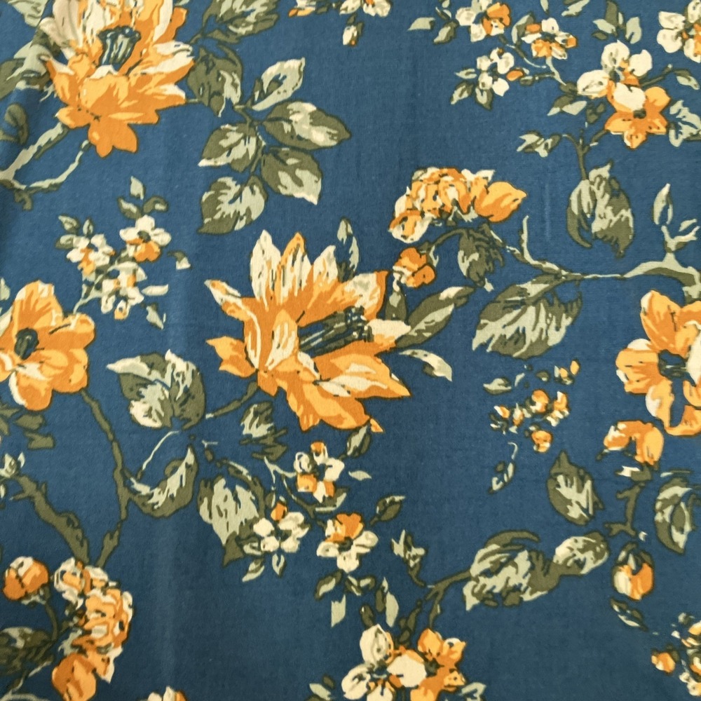 LuLaRoe Teal Gold floral print A-Line Azure skirt large Yoga waist band pull on - Picture 2 of 4